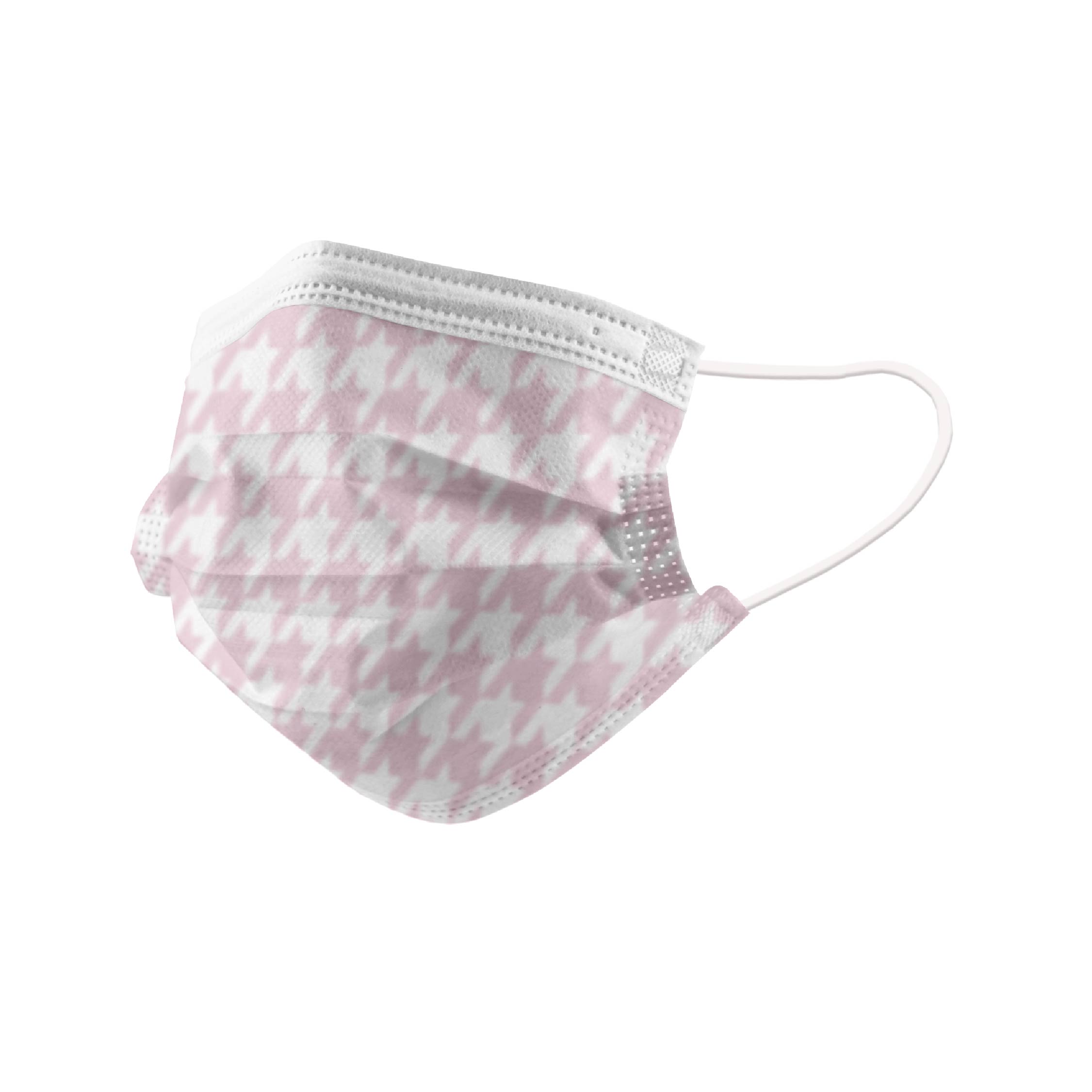 平面成人口罩-千鳥格(粉/黃)